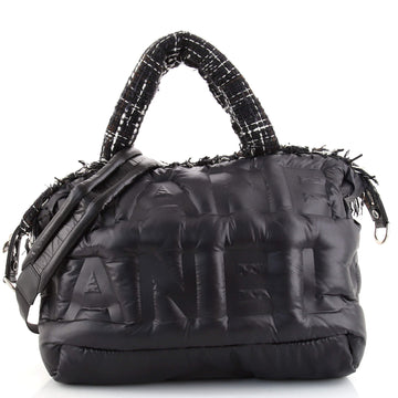 Chanel Doudoune Tote Embossed Nylon with Tweed Large