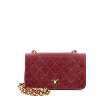 Chanel Vintage CC Chain Flap Bag Quilted Lizard Small red