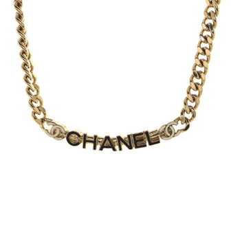 Chanel Logo CC Plate Choker Necklace Metal with Enamel