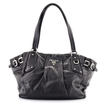 Prada Belted Pleated Tote Soft Calf Medium