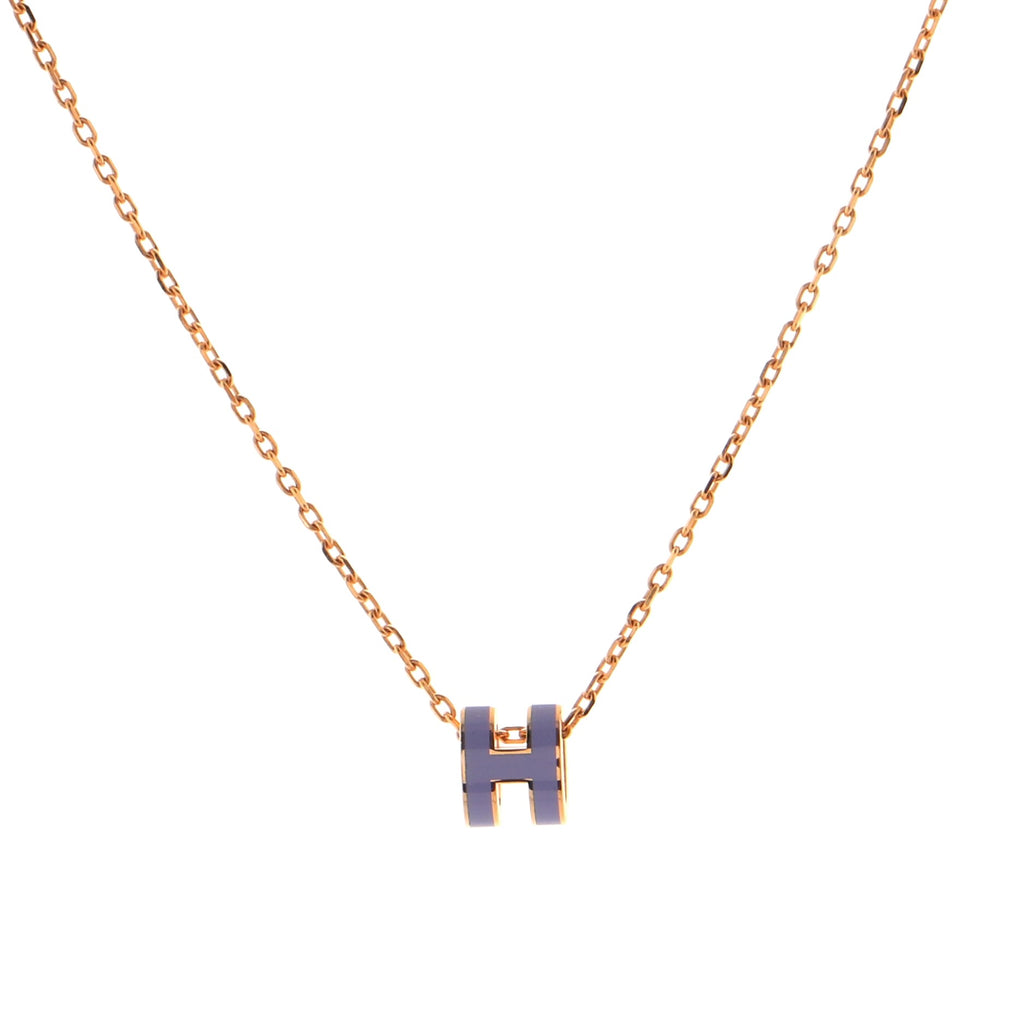 Hermes Pop H Coral Pink Lacquer Gold Plated Pendant Necklace Hermes | TLC