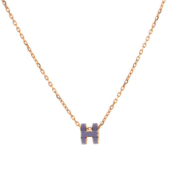 Hermes Pop H Pendant Chain Necklace Metal and Enamel Mini