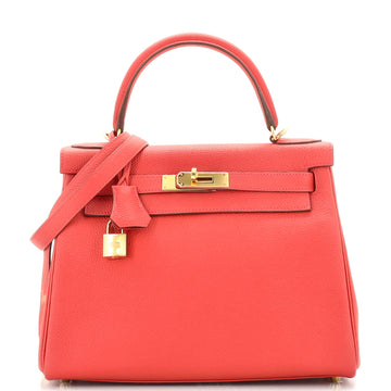 Hermes Kelly Handbag Red Togo with Gold Hardware 28
