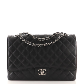 Chanel Classic Double Flap Bag Quilted Caviar Maxi