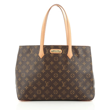 Louis Vuitton Wilshire Handbag Monogram Canvas MM Brown