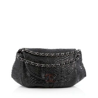 Chanel CC Accordion Flap Bag Python Large Black