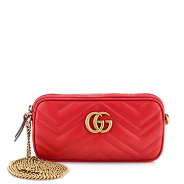 Gucci GG Marmont Chain Crossbody Bag Matelasse Leather Mini