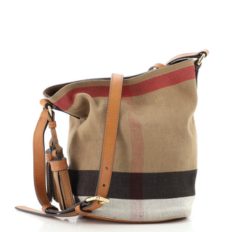 Burberry House Check Ashby Bucket Bag - Brown Bucket Bags