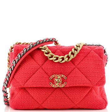 Chanel 19 Flap Bag Quilted Tweed Large