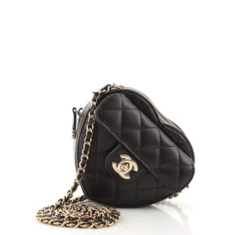 Chanel CC in Love Heart Clutch with Chain Quilted Lambskin