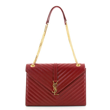 Saint Laurent Classic Monogram Envelope Satchel Matelasse Chevron Leather Large