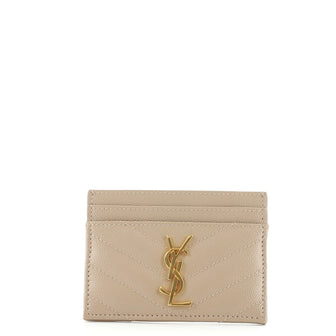 Saint Laurent Classic Monogram Card Holder Matelasse Chevron Leather