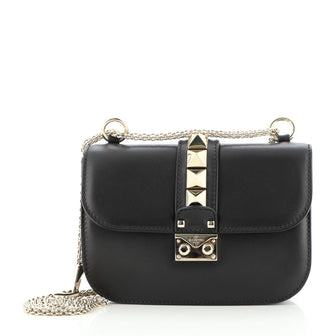 Valentino Glam Lock Shoulder Bag Leather Small