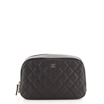 Chanel Curvy Cosmetic Pouch Quilted Caviar Medium