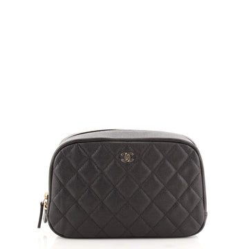 Chanel Curvy Cosmetic Pouch Quilted Caviar Medium