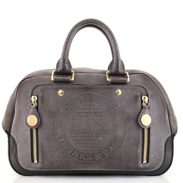 Louis Vuitton Havane Stamped Trunk Bowler Bag Suede GM