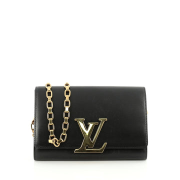 Louis Vuitton Chain Louise Clutch Calfskin GM Black 1496901