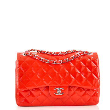 Chanel Classic Double Flap Bag Quilted Patent Jumbo