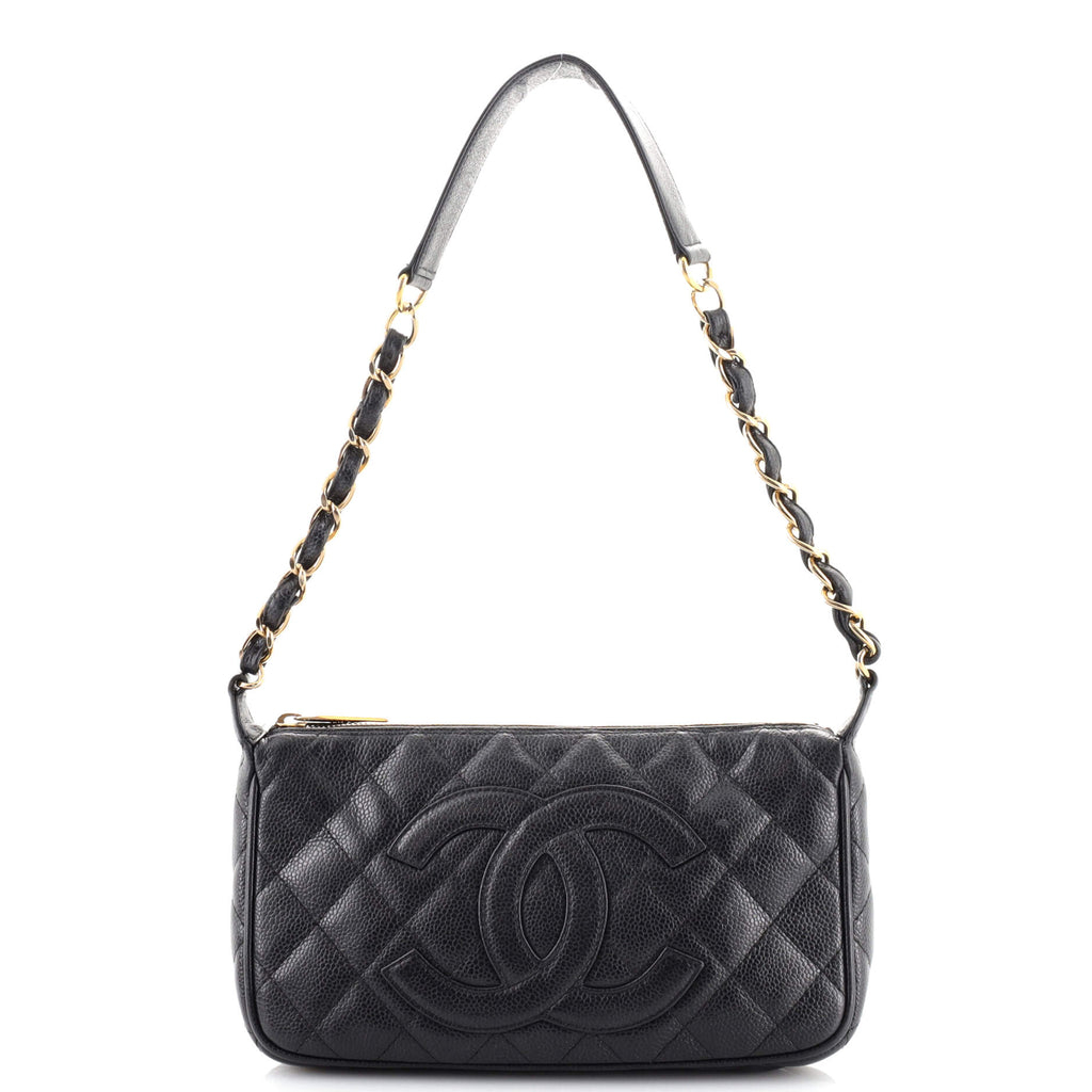 Chanel Timeless CC Chain Shoulder Bag Quilted Caviar Small Black 1497281