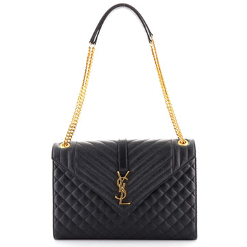 Saint Laurent Classic Monogram Envelope Satchel Mixed Matelasse Leather Large