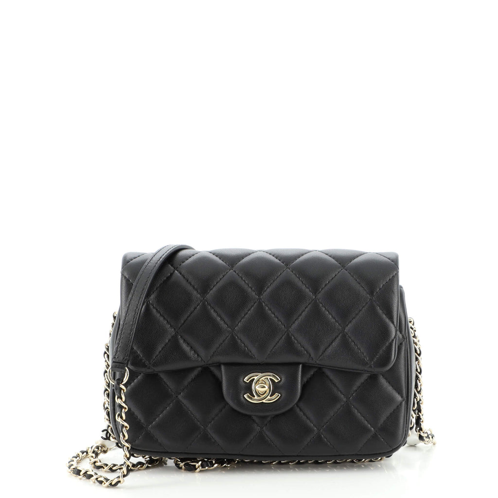Chriselle Series 2 Mini Camera Flap Bag with Bijoux Chain and Pearl Crush Black  Lambskin 24K GHW – Pretty Vintage Puffs