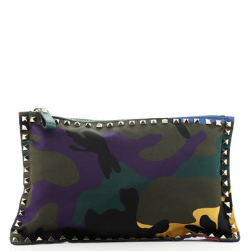 Valentino Rockstud Pouch Camo Nylon Large