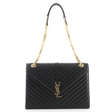 Saint Laurent Classic Monogram Envelope Satchel Matelasse Chevron Leather Large