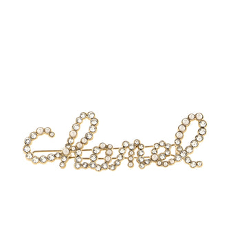 Chanel Swirling Logo Hair Clip Faux Pearls and Crystal Embellished Metal