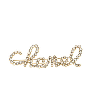 Chanel Swirling Logo Hair Clip Faux Pearls and Crystal Embellished Metal