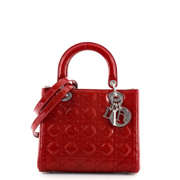 Christian Dior Lady Dior Bag Cannage Quilt Patent Medium