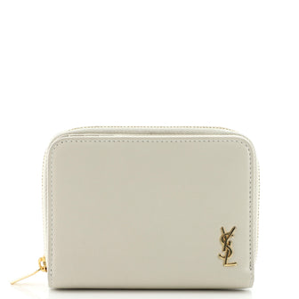 Saint Laurent Tiny Monogram Zip Around Wallet Leather Compact
