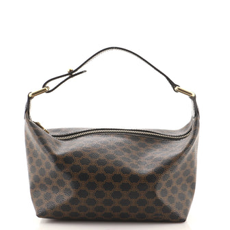 Celine Vintage Zip Hobo Macadam Coated Canvas Small
