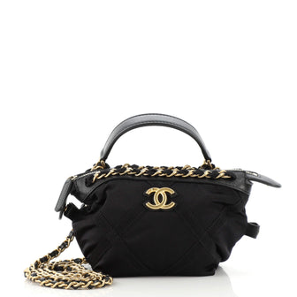 Chanel Top Handle Clutch with Chain Nylon with Grosgrain Mini