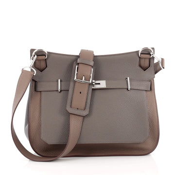 Hermes Jypsiere Handbag Bicolor Clemence 31 Gray