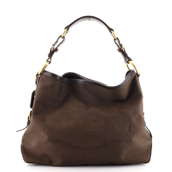 Prada Canapa Hobo Canvas with Leather Medium