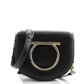 Salvatore Ferragamo Gancini Saddle Flap Bag Leather Small