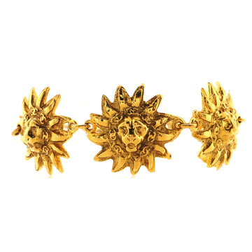 Chanel Vintage Sunburst Lion Head Link Bracelet Metal