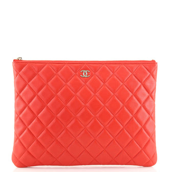 Chanel O Case Clutch Quilted Lambskin Medium
