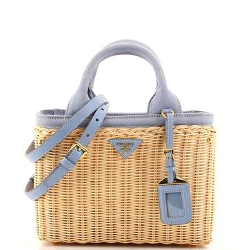 Prada Basket Bag Wicker with Canapa Small