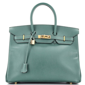 Hermes Birkin Handbag Green Ardennes with Gold Hardware 35