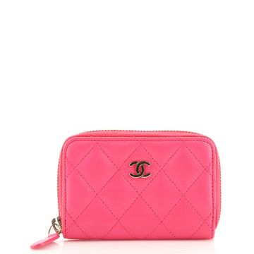 Chanel CC Zip Coin Purse Quilted Lambskin Small