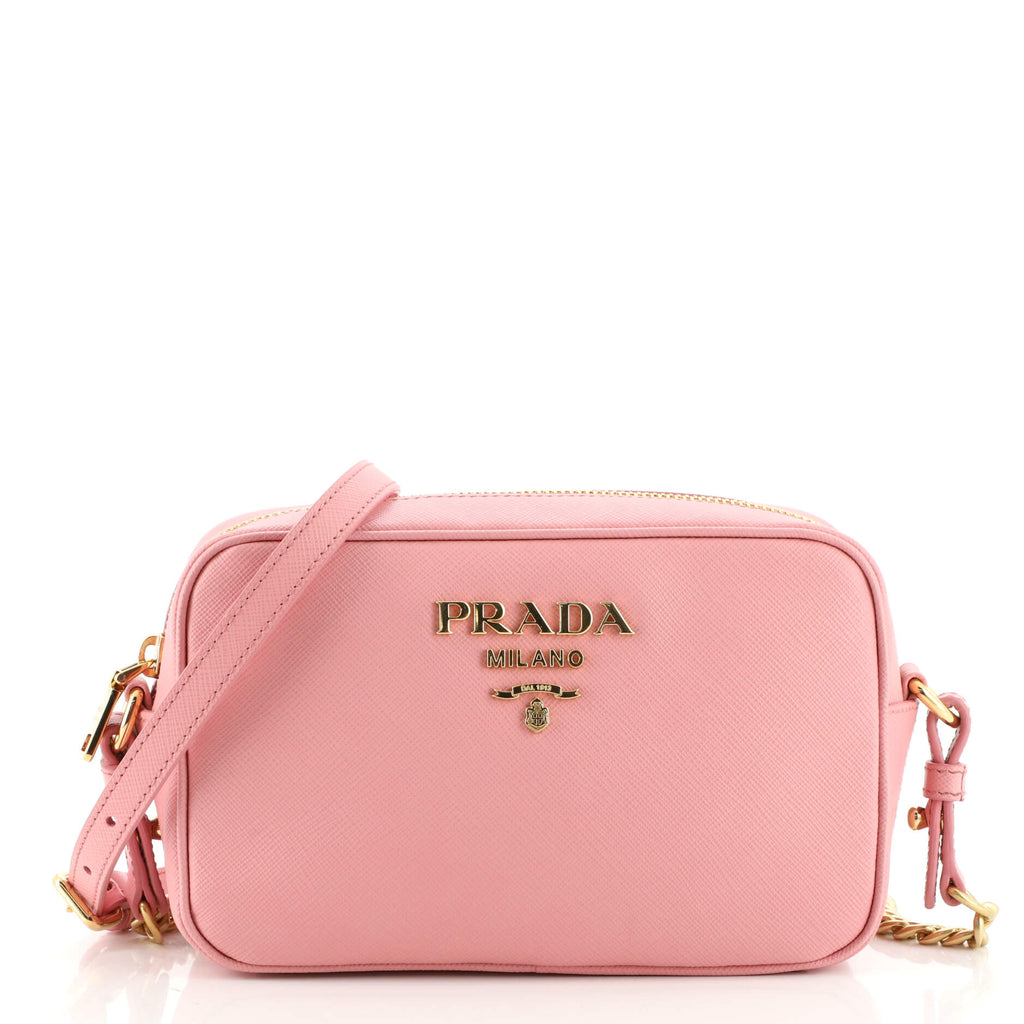 Prada Small Saffiano Leather Camera Crossbody Bag Pink