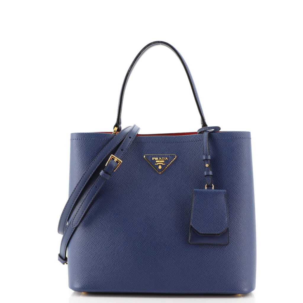Prada Saffiano Leather Bucket Bag in Blue