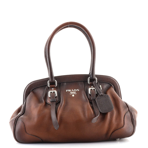 Prada Frame Doctor Bag Ombre Glace Calf Large Brown 149902117