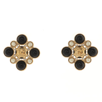 Chanel CC Cluster Earrings Metal with Faux Pearls, Resin and Crystals