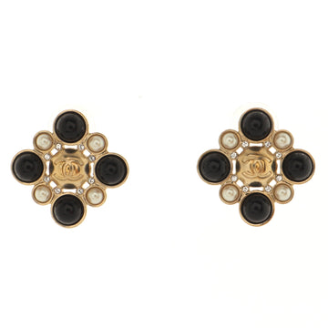 Chanel CC Cluster Earrings Metal with Faux Pearls, Resin and Crystals