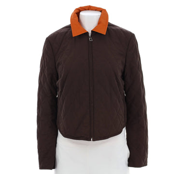 Hermes Women's Collared Front Zip Reversible Jacket Quilted Nylon