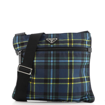 Prada Zip Messenger Bag Printed Tessuto Medium