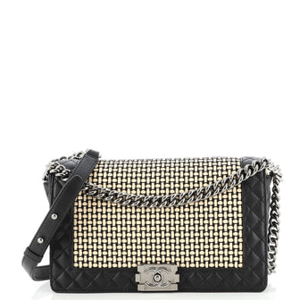 Chanel Reverso Boy Flap Bag Woven Calfskin Old Medium