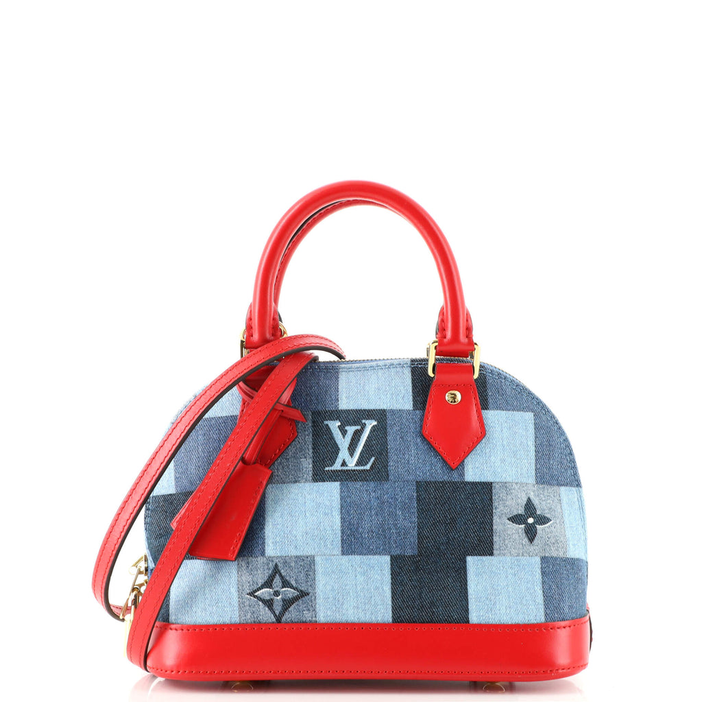 Louis Vuitton Alma BB Denim Monogram Check Blue/Red in Denim